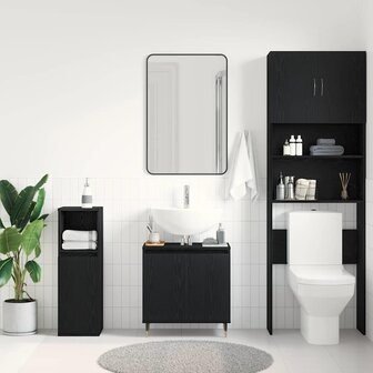 Badkamer wastafelkast Zwart Eiken 58 x 33 x 60 cm Bewerkt hout 4