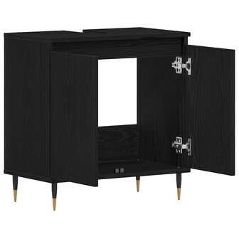 Badkamer wastafelkast Zwart Eiken 58 x 33 x 60 cm Bewerkt hout 5