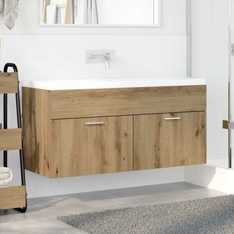 Wastafelkast met opslag met de deur Artisan Eiken Bewerkt hout 4