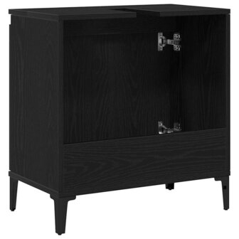 Badkamerkast Zwart Eiken 58 x 33 x 60 cm Bewerkt hout 6