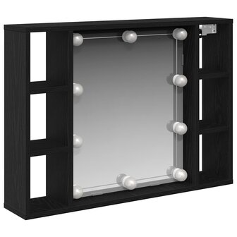 Spiegelkast met plank Zwart Eiken 76 x 15 x 55 cm Bewerkt hout 1