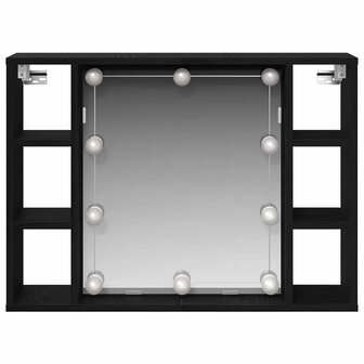 Spiegelkast met plank Zwart Eiken 76 x 15 x 55 cm Bewerkt hout 3