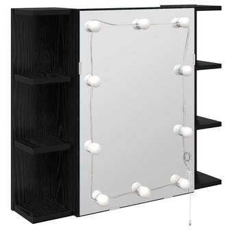 Spiegelkast Zwart Eiken 70 x 16,5 x 60 cm Bewerkt hout 2