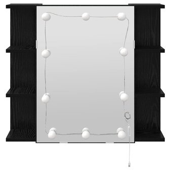 Spiegelkast Zwart Eiken 70 x 16,5 x 60 cm Bewerkt hout 5