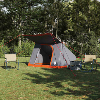 Camping Tent met dak Grijs en Oranje 223 x 163 x 130 cm taft 1