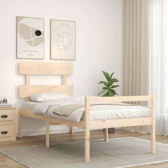 Seniorenbed met hoofdbord massief hout 3