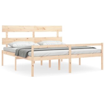 Seniorenbed met hoofdbord massief hout 200x200 cm 2