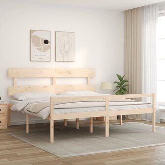 Seniorenbed met hoofdbord massief hout 200x200 cm 3