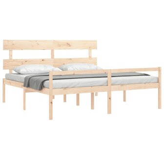 Seniorenbed met hoofdbord massief hout 200x200 cm 4
