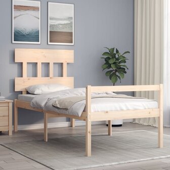 Seniorenbed met hoofdbord massief hout 1
