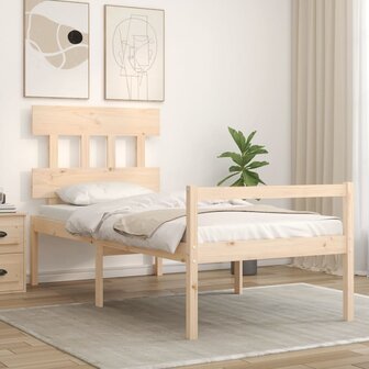 Seniorenbed met hoofdbord massief hout 3