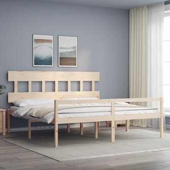 Seniorenbed met hoofdbord massief hout 200x200 cm 1