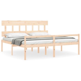 Seniorenbed met hoofdbord massief hout 200x200 cm 2