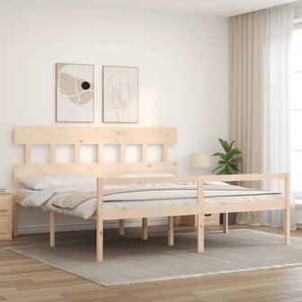 Seniorenbed met hoofdbord massief hout 200x200 cm 3