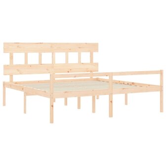 Seniorenbed met hoofdbord massief hout 200x200 cm 5