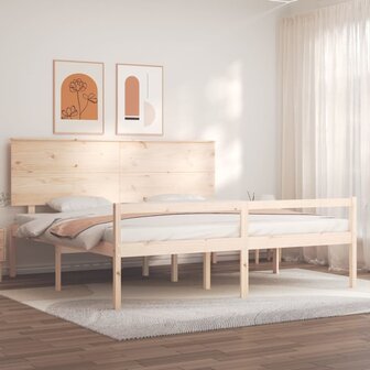 Seniorenbed met hoofdbord massief hout 200x200 cm 1
