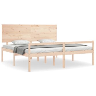 Seniorenbed met hoofdbord massief hout 200x200 cm 2