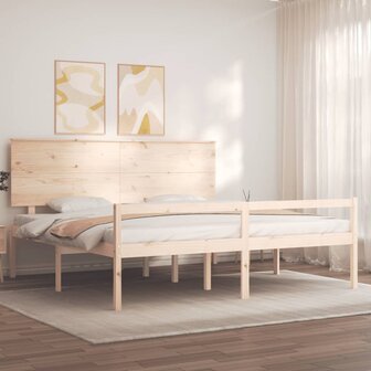 Seniorenbed met hoofdbord massief hout 200x200 cm 3