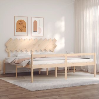 Seniorenbed met hoofdbord massief hout 200x200 cm 1