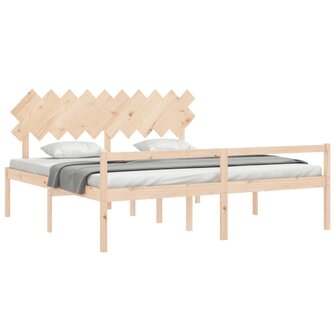 Seniorenbed met hoofdbord massief hout 200x200 cm 4