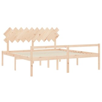 Seniorenbed met hoofdbord massief hout 200x200 cm 5