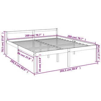Seniorenbed massief grenenhout 200x200 cm 9