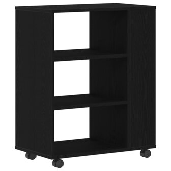 Opbergkast met wiel Zwart Eiken 60 x 35 x 75 cm Bewerkt hout 5