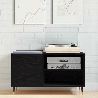 Platenkast met plank Zwart Eiken 85 x 38 x 48 cm Bewerkt hout 4