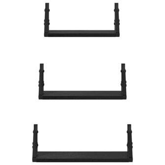 Wandplank Wandgemonteerd met opslag 3 pcs Zwart Eiken 5