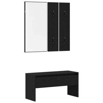 Halmeubelset met lade met opslag 4 pcs Zwart Eiken Bewerkt hout 2