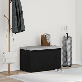 Bank met lade met opslag Zwart 80 x 40 x 45 cm Bewerkt hout 1