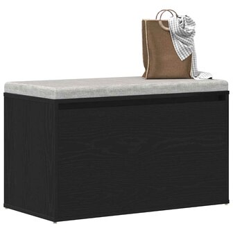 Bank met lade met opslag Zwart 80 x 40 x 45 cm Bewerkt hout 3