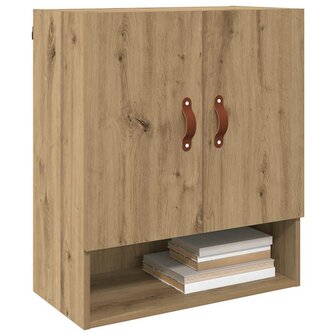 Wandkast artisanaal eikenkleurig 60 x 31 x 70 cm Bewerkt hout 3