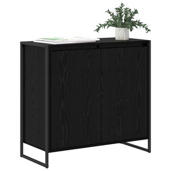 Bijzetkast Zwart Eiken 79 x 36 x 75 cm Bewerkt hout 3