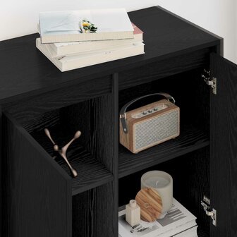 Bijzetkast Zwart Eiken 79 x 36 x 75 cm Bewerkt hout 4