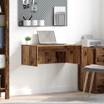 Aan de muur bevestigd bureau Oud Hout 80 x 45 x 30 cm 1