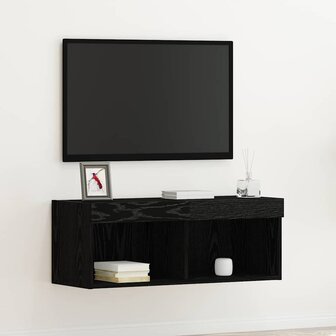 Tv-meubelset Zwart Eiken 80 x 30 x 30 cm Bewerkt hout 1