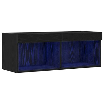 Tv-meubelset Zwart Eiken 80 x 30 x 30 cm Bewerkt hout 2