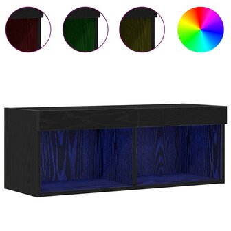 Tv-meubelset Zwart Eiken 80 x 30 x 30 cm Bewerkt hout 4