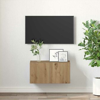 Tv-meubelset Wandgemonteerd Bruin 60 x 30 x 30 cm Bewerkt hout 4