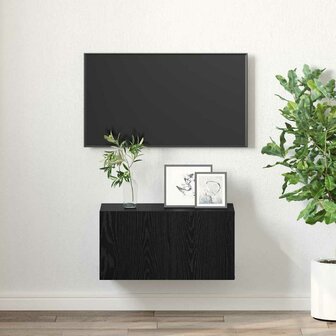 Tv-meubelset Wandgemonteerd Zwart 60 x 30 x 30 cm Bewerkt hout 4