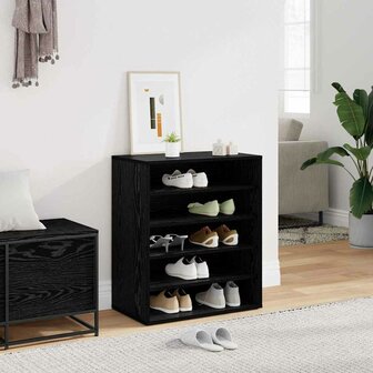 Schoenenkast met plank Zwart Eiken 60 x 35 x 70 cm Bewerkt hout 1
