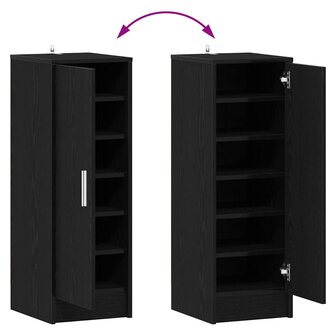Schoenenkast met plank Zwart Eiken 32 x 35 x 92 cm Bewerkt hout 9