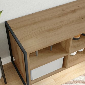 Schoenenkast Ambachtelijk eiken 60 x 35 x 44 cm Bewerkt hout 4