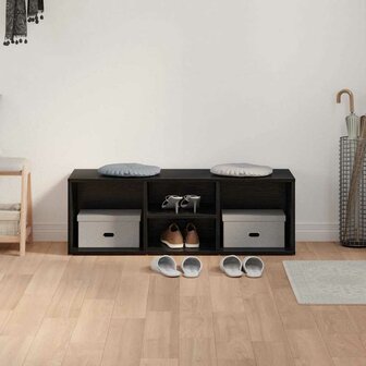 Schoenenbank Zwart Eiken 102 x 35 x 35 cm Bewerkt hout 4