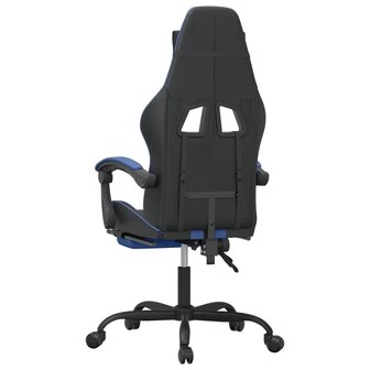 Gamestoel draaibaar met voetensteun kunstleer zwart en blauw 5
