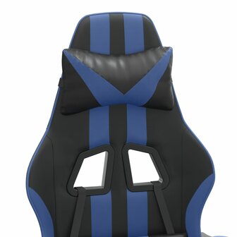 Gamestoel draaibaar met voetensteun kunstleer zwart en blauw 8