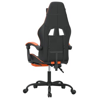 Gamestoel draaibaar met voetensteun kunstleer zwart en oranje 5