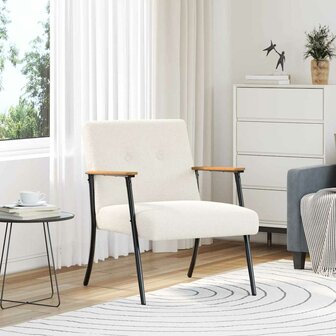 Fauteuil Cr&egrave;me 59 x 75 x 78 cm Krullend Wol-achtig Stof 1