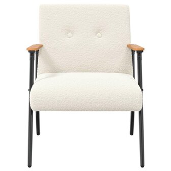 Fauteuil Cr&egrave;me 59 x 75 x 78 cm Krullend Wol-achtig Stof 4